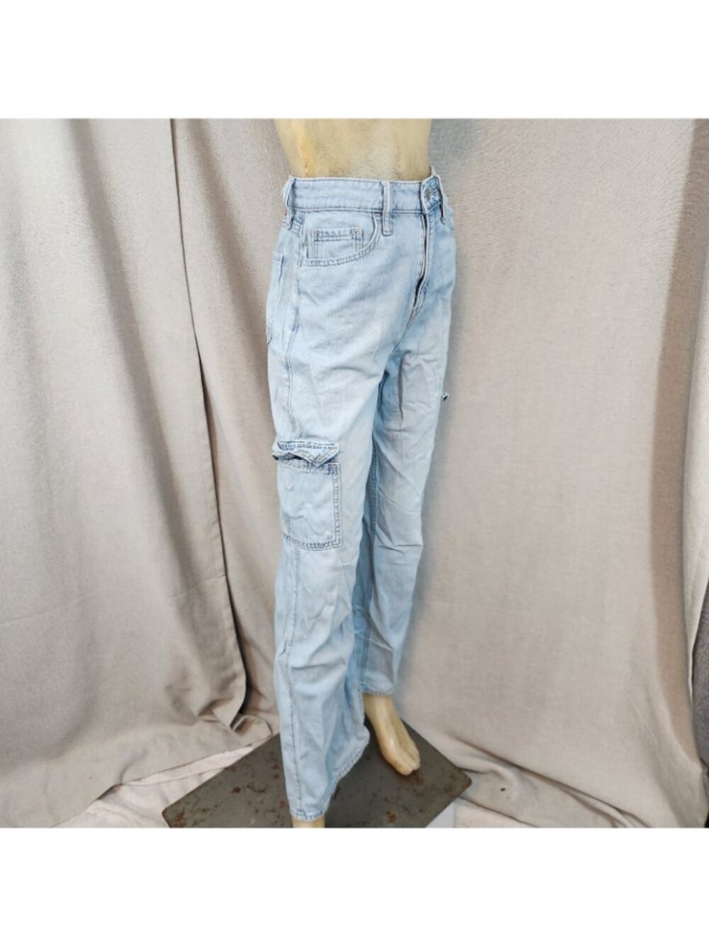Hollister High Rise Vintg Baggy Light Wash Denim Blue Jean Size 1R / 0R 25 Wx 29 - Picture 3 of 9